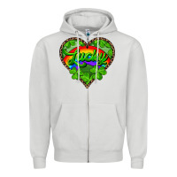 Dove Grey lucky heart with leopard Zipper Hoodie - RanaPortraitStore
