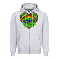 Heather Grey lucky heart with leopard Zipper Hoodie - RanaPortraitStore