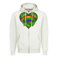 Oatmeal Heather lucky heart with leopard Zipper Hoodie - RanaPortraitStore