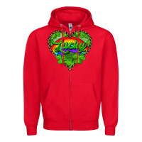 Red lucky heart with leopard Zipper Hoodie - RanaPortraitStore