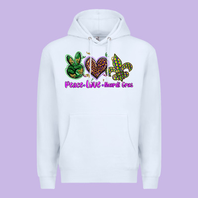 Peace Love Mardi Gras Premium Hoodie Designed By Barkaloodesign