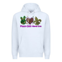 White peace love mardi gras Premium Hoodie - BarkalooDesign