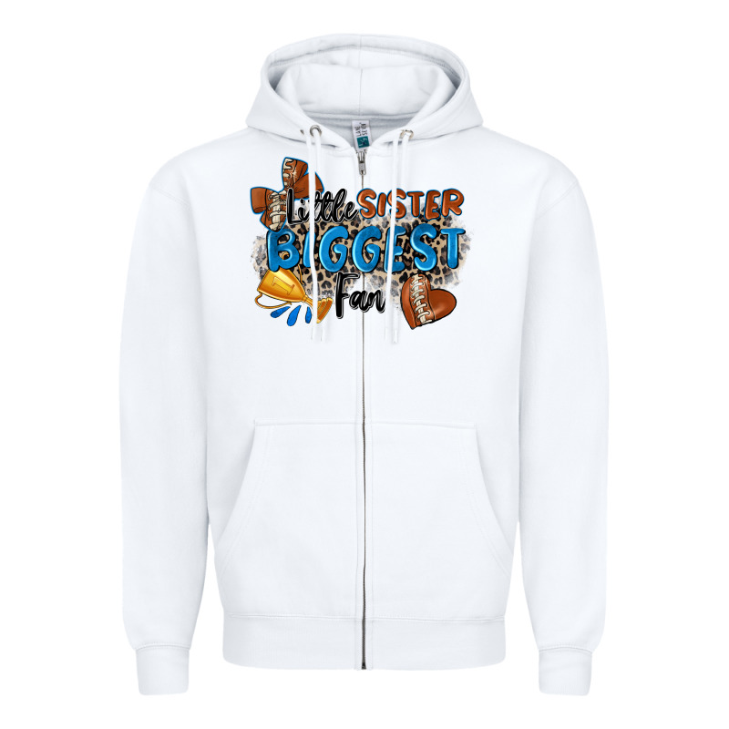 Little Sister Biggest Fan Football Zipper Hoodie by Zillion Design Studio | Teevron