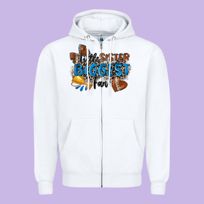 Little Sister Biggest Fan Football Zipper Hoodie Designed By Zillion Design Studio