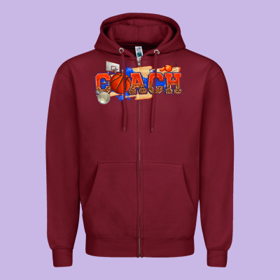Basketball Coach Zipper Hoodie Designed By Texasbilliewilder