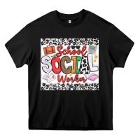 Black School Social Worker Heavy Core Tee - CowhideDigitalArt