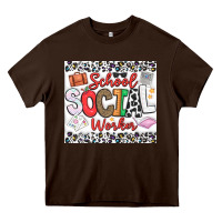 Chocolate Brown School Social Worker Heavy Core Tee - CowhideDigitalArt