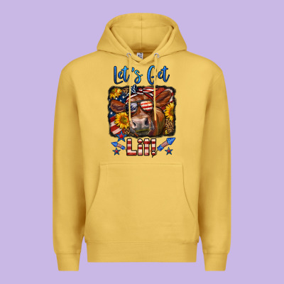 Let's Get Lit 4th Of July Cow Premium Hoodie Designed By Lillyallendesigns