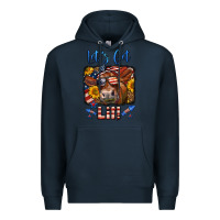 Navy let's get lit 4th of july cow Premium Hoodie - LillyAllenDesigns