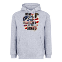 Heather Grey Home of the free because of the brave 4th of july Heavyweight Hoodie - CowGirlArtShop