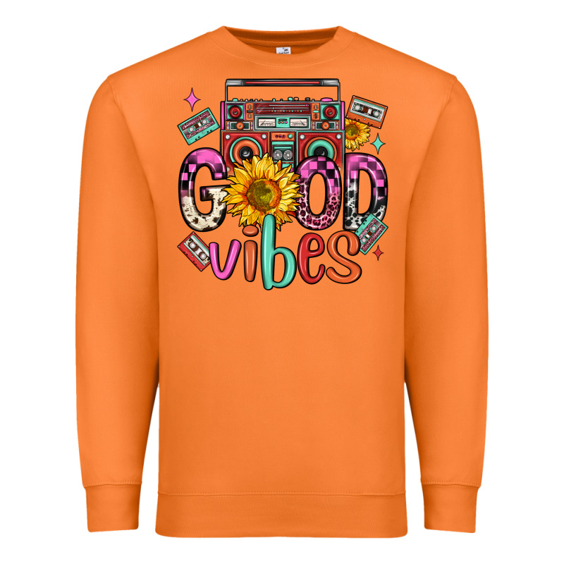 Good Vibes Cassette Boombox Premium Sweatshirt by FaDigitalArtStudio | Teevron