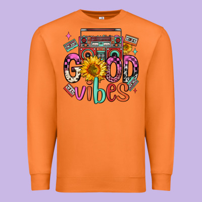 Good Vibes Cassette Boombox Premium Sweatshirt Designed By Fadigitalartstudio