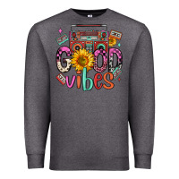 Charcoal Heather good vibes cassette boombox Premium Sweatshirt - FaDigitalArtStudio