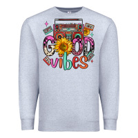 Heather Grey good vibes cassette boombox Premium Sweatshirt - FaDigitalArtStudio