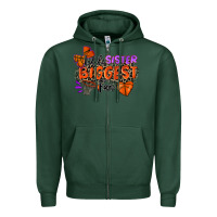 Sports Green little sister biggest fan basketball Zipper Hoodie - Zillion Design Studio