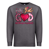Charcoal Heather with god all things are possible Premium Sweatshirt - OliviaCreatesArt