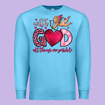 With God All Things Are Possible Premium Sweatshirt Designed By Oliviacreatesart