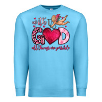 Ocean Blue with god all things are possible Premium Sweatshirt - OliviaCreatesArt