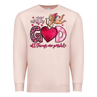 Pale Pink with god all things are possible Premium Sweatshirt - OliviaCreatesArt