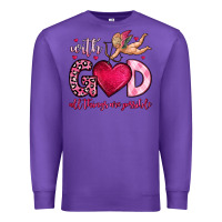 Purple with god all things are possible Premium Sweatshirt - OliviaCreatesArt