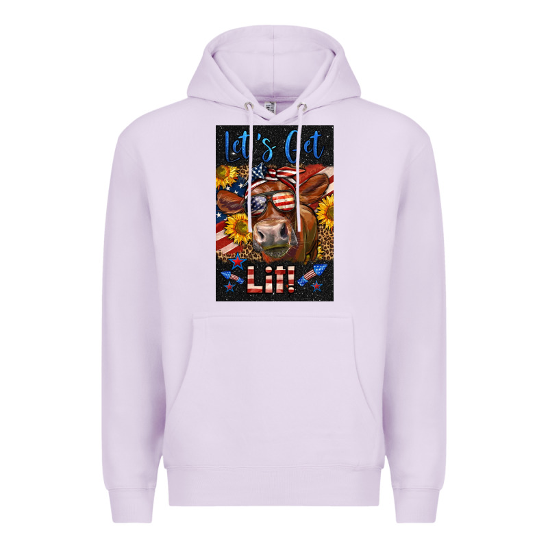 Western Let's Get Lit Cow Premium Hoodie by LillyAllenDesigns | Teevron