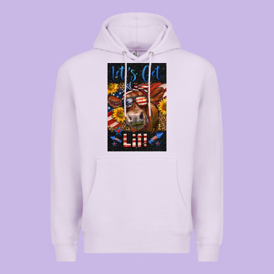 Western Let's Get Lit Cow Premium Hoodie Designed By Lillyallendesigns