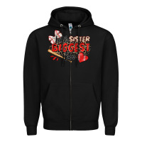 Black little sister biggest fan baseball Zipper Hoodie - Zillion Design Studio