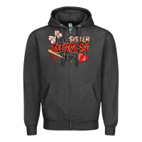 Charcoal Heather little sister biggest fan baseball Zipper Hoodie - Zillion Design Studio