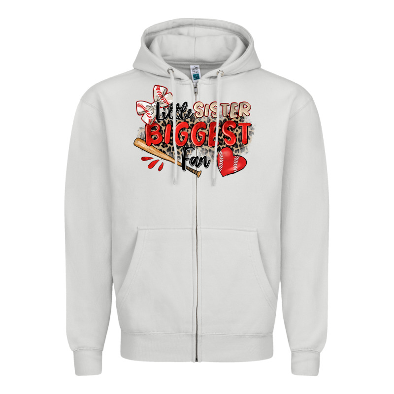 Little Sister Biggest Fan Baseball Zipper Hoodie by Zillion Design Studio | Teevron