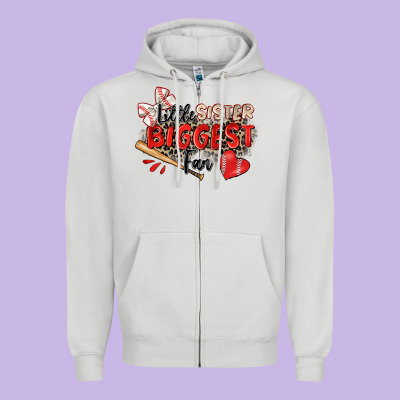 Little Sister Biggest Fan Baseball Zipper Hoodie Designed By Zillion Design Studio