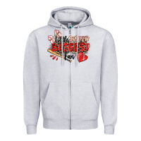 Heather Grey little sister biggest fan baseball Zipper Hoodie - Zillion Design Studio