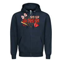 Navy little sister biggest fan baseball Zipper Hoodie - Zillion Design Studio