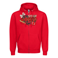 Red little sister biggest fan baseball Zipper Hoodie - Zillion Design Studio