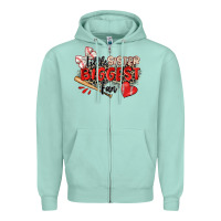 Seafoam little sister biggest fan baseball Zipper Hoodie - Zillion Design Studio