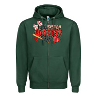 Sports Green little sister biggest fan baseball Zipper Hoodie - Zillion Design Studio
