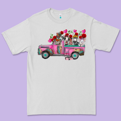 Farm Animals Valentine Truck Premium Tee Designed By Racoondesign