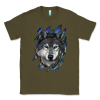 Army Green Wolf scratch mark Classic Tee - RanaPortraitStore