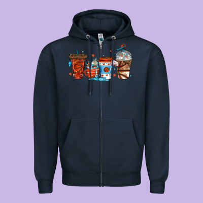 Basketball Coffee Cups Zipper Hoodie Designed By Texasbilliewilder