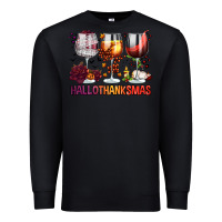 Black hallothanksmas halloween thanksgiving  christmas wine Premium Sweatshirt - FaDigitalArtStudio
