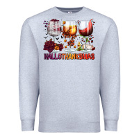 Heather Grey hallothanksmas halloween thanksgiving  christmas wine Premium Sweatshirt - FaDigitalArtStudio
