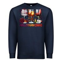 Navy hallothanksmas halloween thanksgiving  christmas wine Premium Sweatshirt - FaDigitalArtStudio