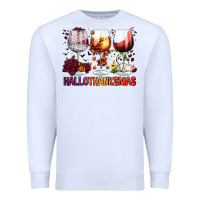 Hallothanksmas Halloween Thanksgiving  Christmas Wine Premium Sweatshirt | Teevron