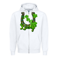 White Lucky shamrock horseshoe Zipper Hoodie - RanaPortraitStore