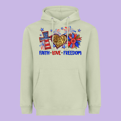 Faith Love Freedom Heavyweight Hoodie Designed By Neo Western