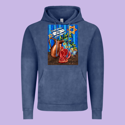 Hanukkah Table With Oil Pitcher Vintage Hoodie Designed By Adodesignshop