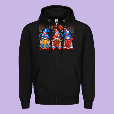 Basketball Gnome Zipper Hoodie Designed By Texasbilliewilder
