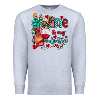 Heather Grey wine is my valentine olivia Premium Sweatshirt - OliviaCreatesArt