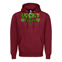 Burgundy lucky vibes Zipper Hoodie - RanaPortraitStore
