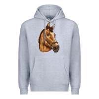 Heather Grey horse Premium Hoodie - BarkalooDesign