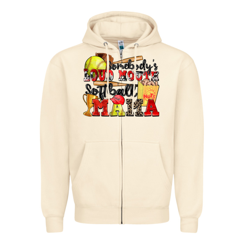 Somebody's Loud Mouth Softball Mama Zipper Hoodie by Zillion Design Studio | Teevron